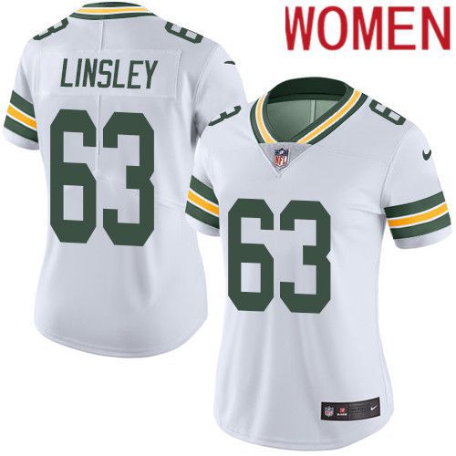 Women Green Bay Packers 63 Corey Linsley White Nike Vapor Limited NFL Jersey